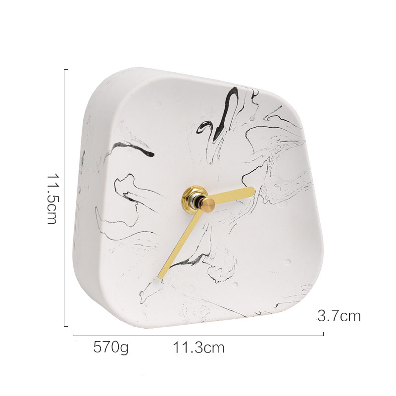 Horloge de Table béton muet | Accessoires de décoration de maison, ciment en forme de géométrie, décoration de bureau, petite horloge de bureau: 1 pc Ink color
