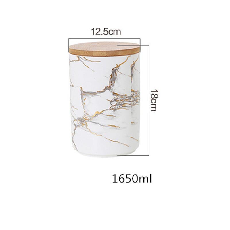 Keramikförvaringsburk marmorkorn kök keramik tätning gryta spannmål kaffe te kryddor lagringstank med lock förvaringsburk: L 12.5 x 19cm (1650ml)