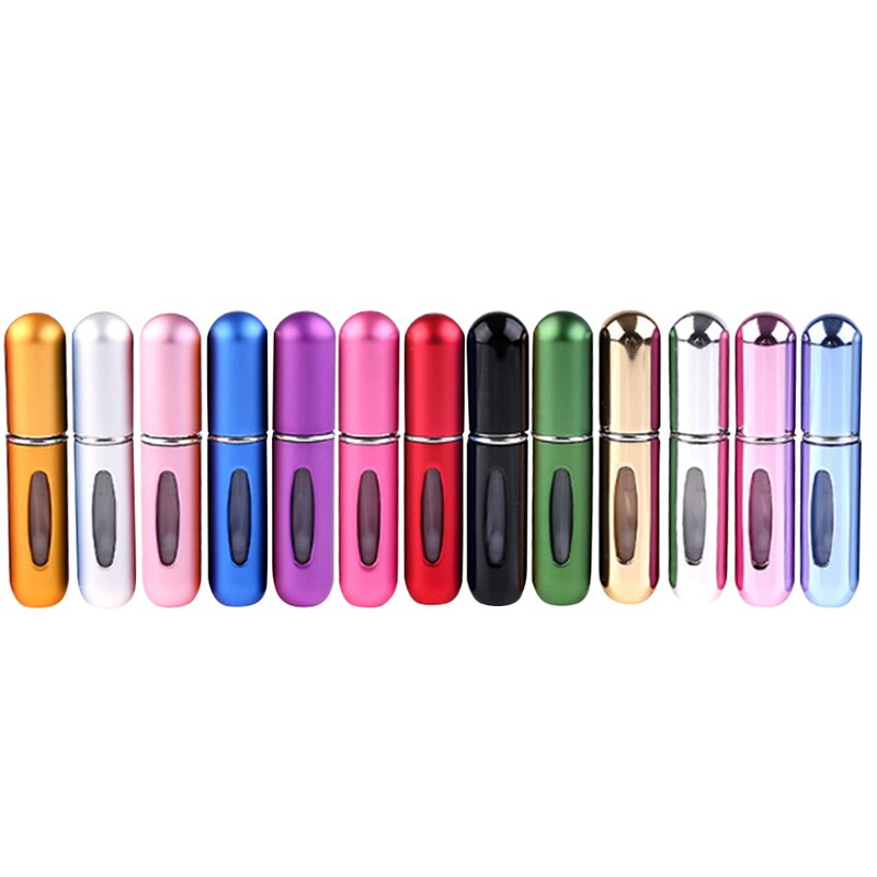 5 Pcs 5 Ml Mini Navulbare Parfum Fles Aluminium Spray Verstuiver Draagbare Reizen Cosmetische Container Parfum Fles Met Zak