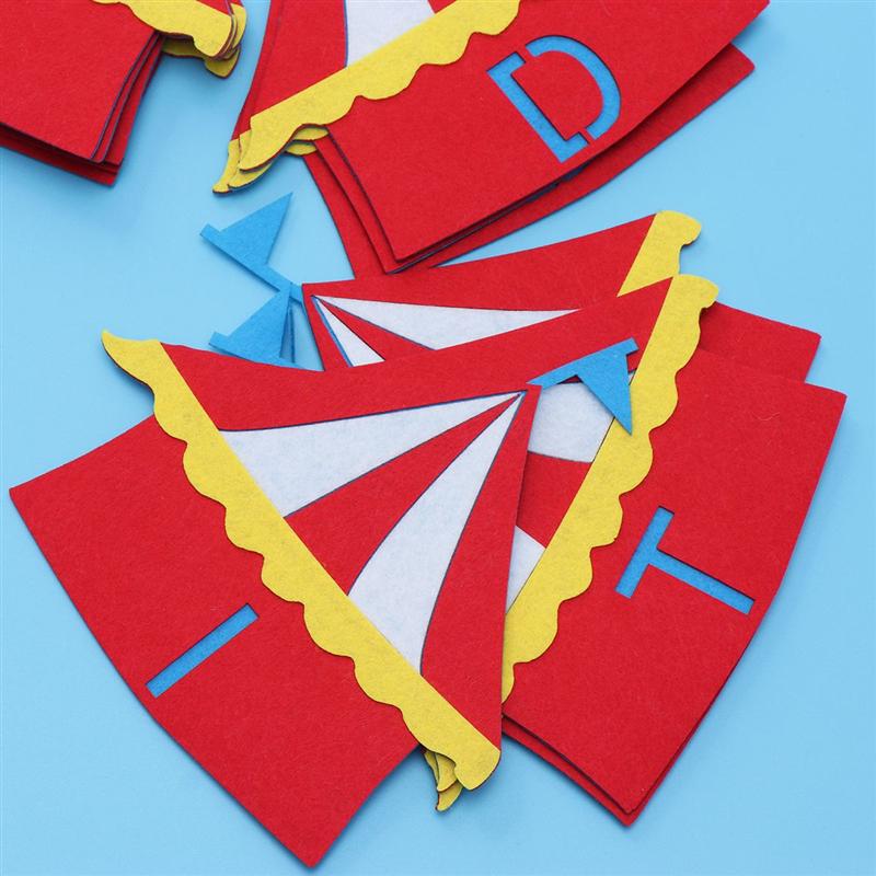 Circus Theme Bunting Banner Happy Birthday Photo Bunting Garland Decor Party Supplies for Kids Birthday