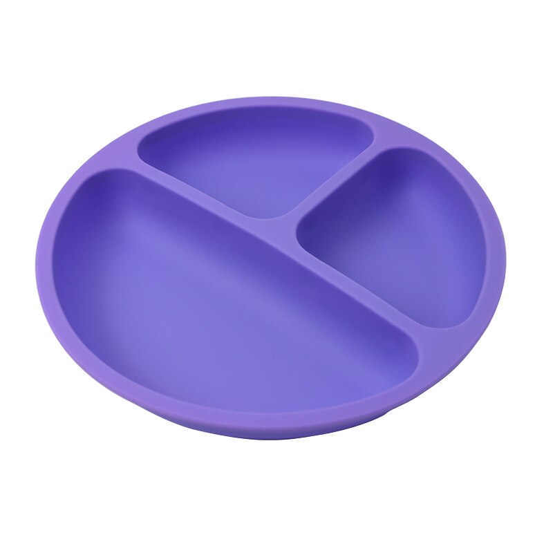 Silikon barn baby tallerken frokost middag tallerken tegneserie barn barn retter spise servise sett barn trening mat: Lilla