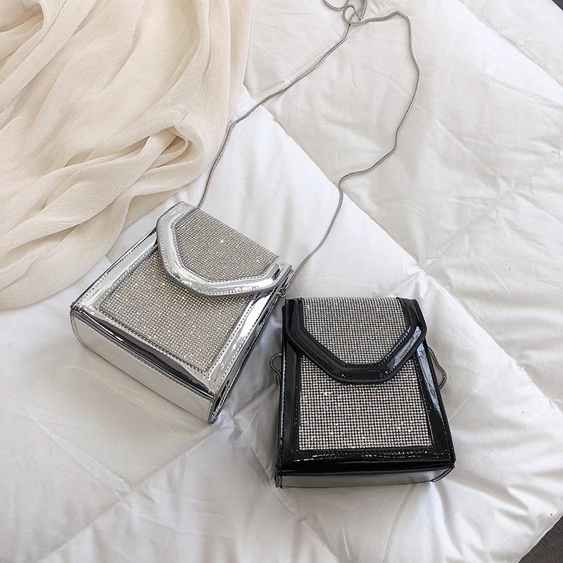 Sac à main carré diamant en cuir PU, sac pour téléphone nouvelle été , sac à main de styliste, sacs à bandoulière avec chaîne