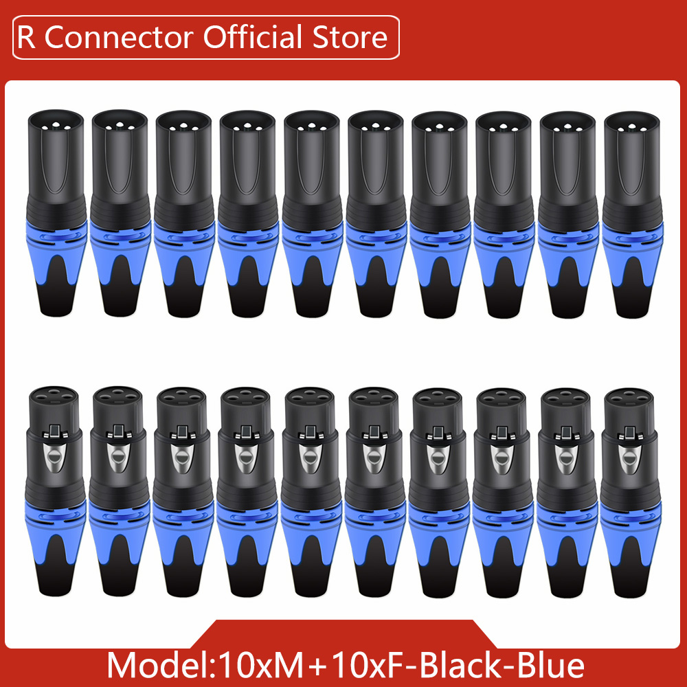 20pcs/10sets Colorful 3Pin XLR Female Jack Male Plug 3Pole XLR Socket Audio Microphone Cable Wire Connectors Power Adapter: Silver
