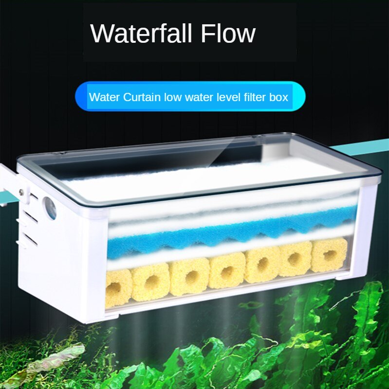 Scatola filtro per cortina d'acqua di gocciolamento filtro per serbatoio di pesce filtro per serbatoio di tartaruga a bassa circolazione d'acqua filtro per serbatoio di pesce accessori per filtri