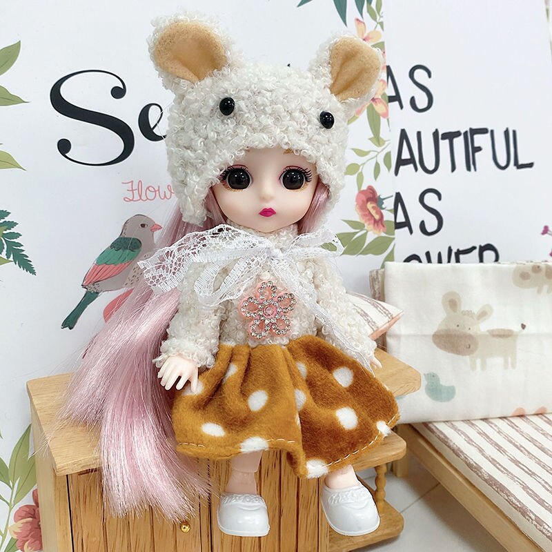 16cm Movable Joints Doll Princess Girl Children Toy Bjd Doll Full Set: 13