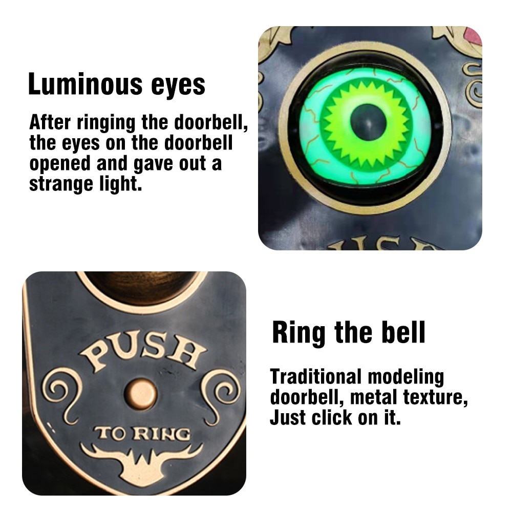 En eyed doorbell halloween dekorasjon med brennende øyne skremme stemme hjemsøkt hus dør dekorasjon elektrisk leketøy skrekk rekvisitter 1pc