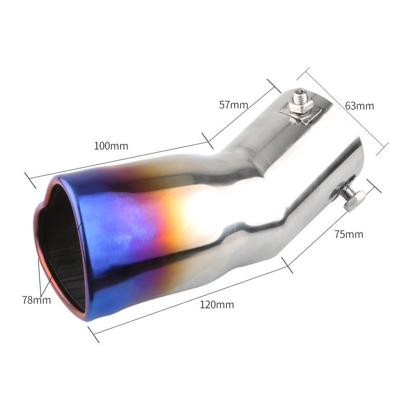 Piezas de coche, , estilo en forma de corazón, accesorios para coche, 2,5 pulgadas, acero inoxidable, puntas de escape coloridas plateadas, silenciador, tubo de escape: Naranja