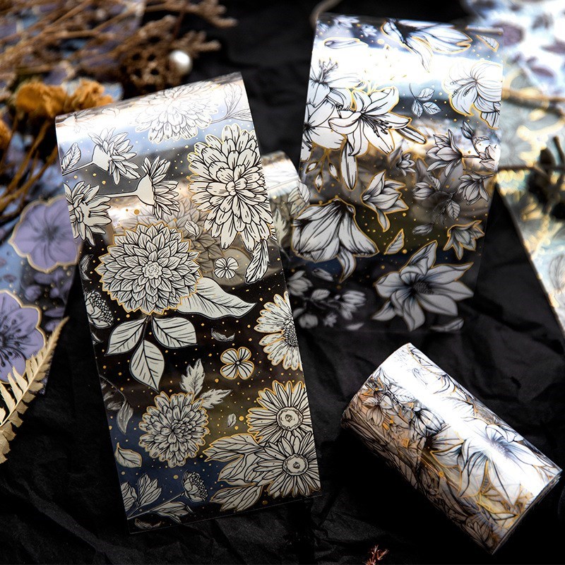 Cinta adhesiva decorativa para manualidades, de flores coloridas, Estilo vintage, DIY, álbum de recortes, envoltura de