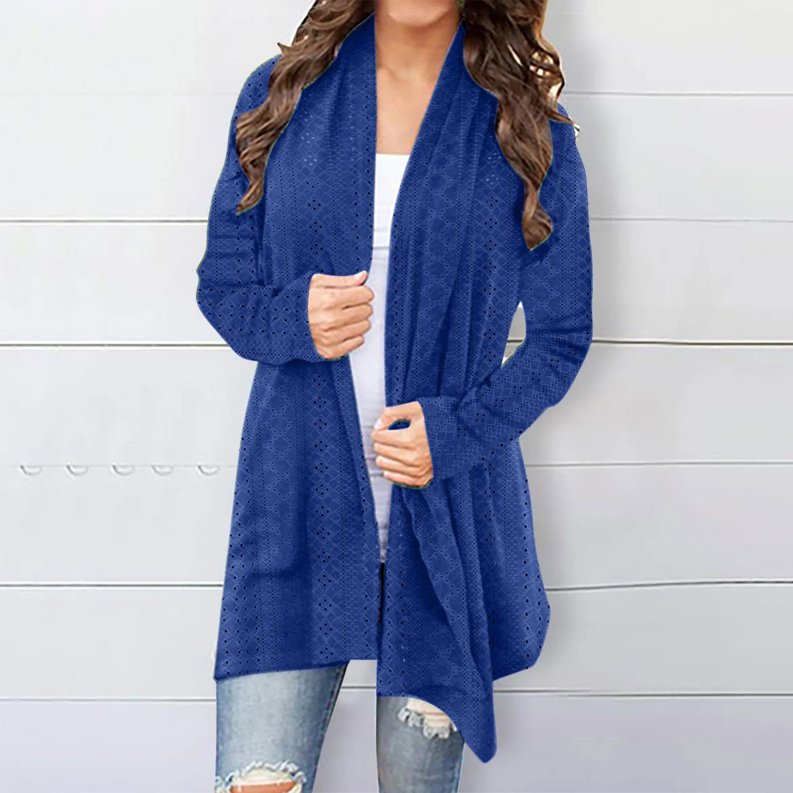 Women's Cardigan Sweater Fall Open Front Knit Oversized Cardigans Duster Coats with Pockets Warm Casual Simple Cardigan