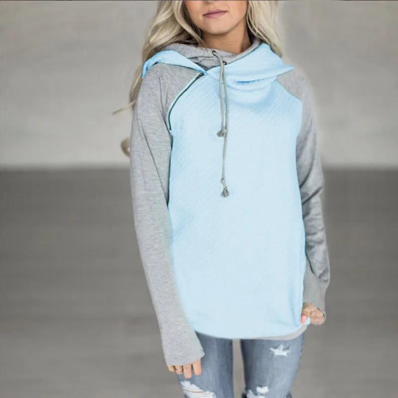 Tröjor harajuku hoodies kvinnor vår höst mössa långärmade fleecetröjor dam streetwear: M / Ljusblå
