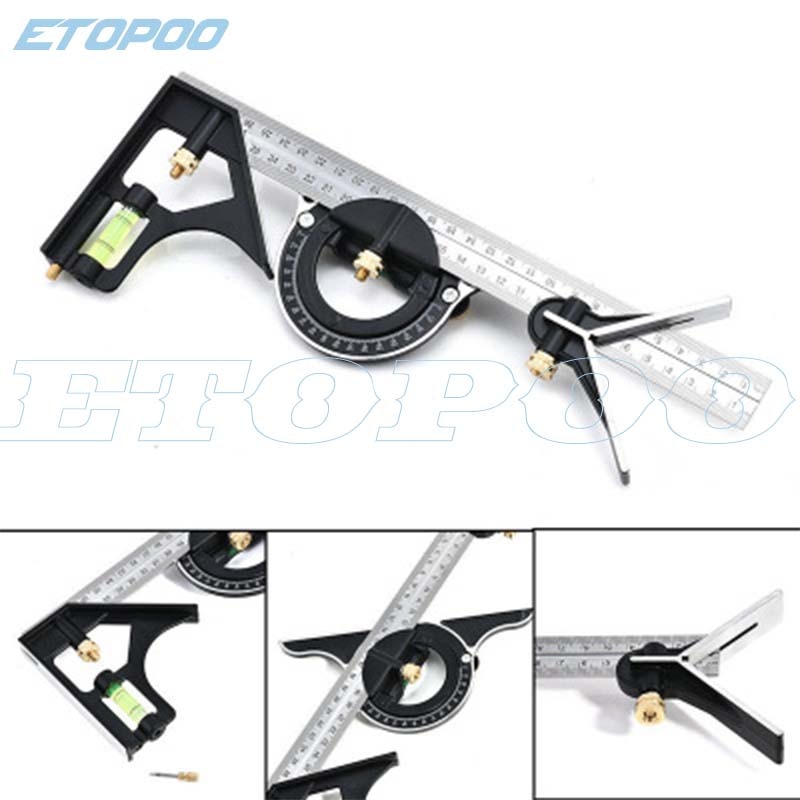 12 inch 45 degree 90 degree horizontal angle high-end multi-function combination square with round protractor set