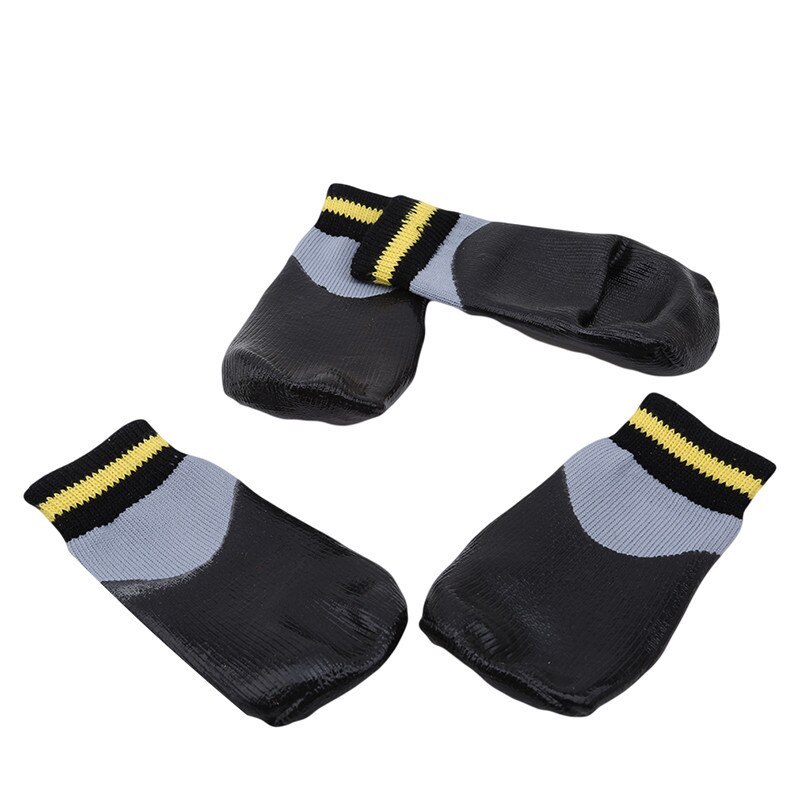 4 pz/set calzini per cani impermeabili all'aperto abbigliamento antisdrucciolevole antiscivolo scarpe elastiche in cotone con cintura fissa per tutte le razze: L