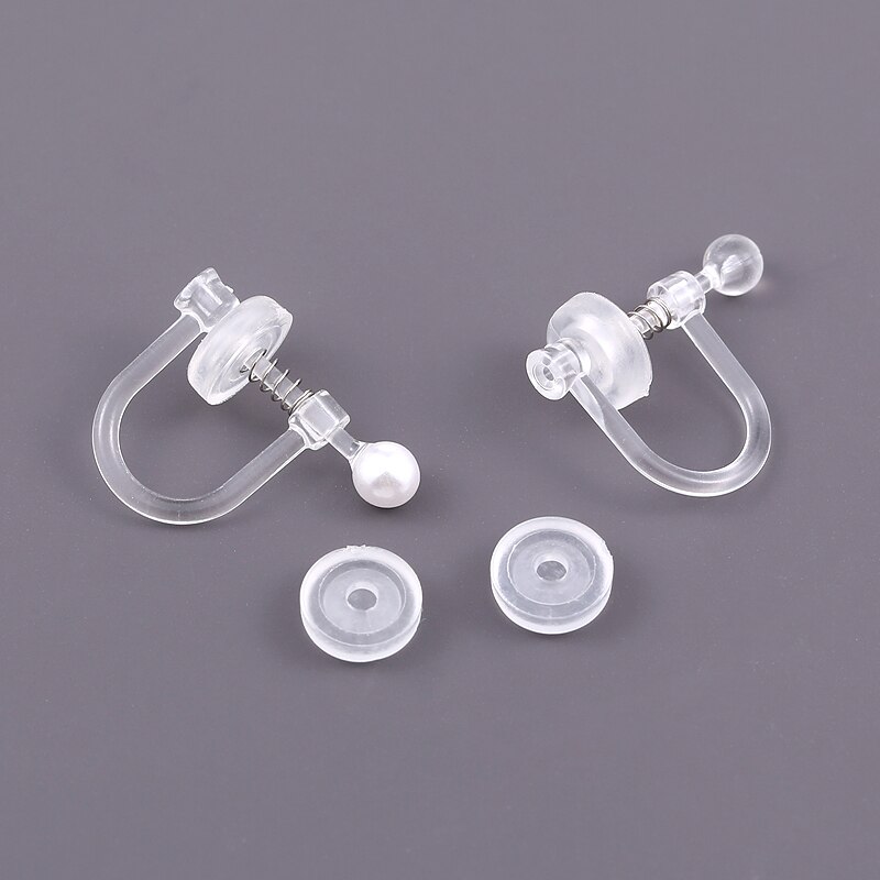 Clips para las orejas de resina transparente para mujer, aretes perforados hechos a mano, indoloro, suministros de joyería, 1 par