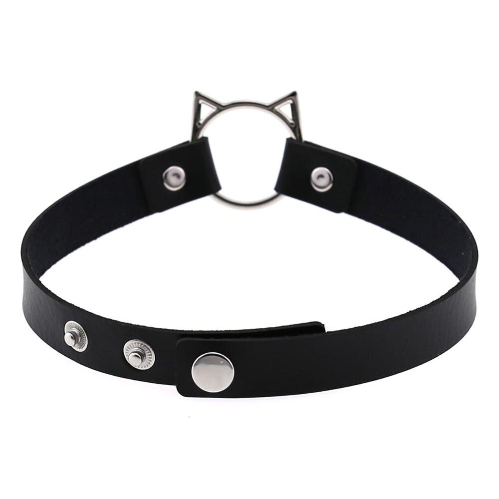 PHYANIC Trendy Woman Gothic Punk PU Chokers Leather Cute Hollow Cat Collar Choker Jewelry Accessories