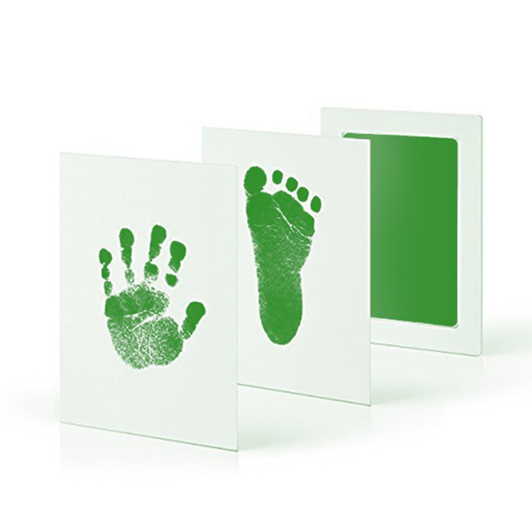 Baby Care Niet Giftig Baby Handafdruk Footprint Opdruk Kit Baby Souvenirs Casting Pasgeboren Voetafdruk Stempelkussen Baby Klei Speelgoed: Green