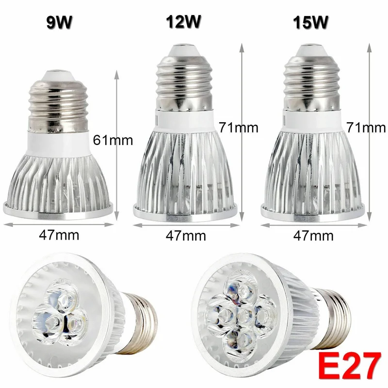 Lámpara LED 9W 12W 15W GU10 MR16 E27 E14 bombilla LED 85-265V foco Led blanco cálido/Netural/frío lámpara LED 110V 220V para el hogar