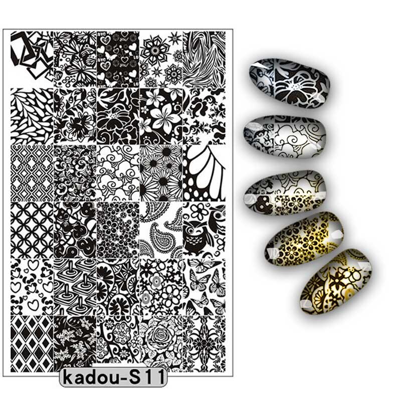 9.5*14.5cm Nail Stamping Plate Nail Art Stencils For Nails Manicure Popular Plate Instruments Tool 16 Patterns: KADOUS11