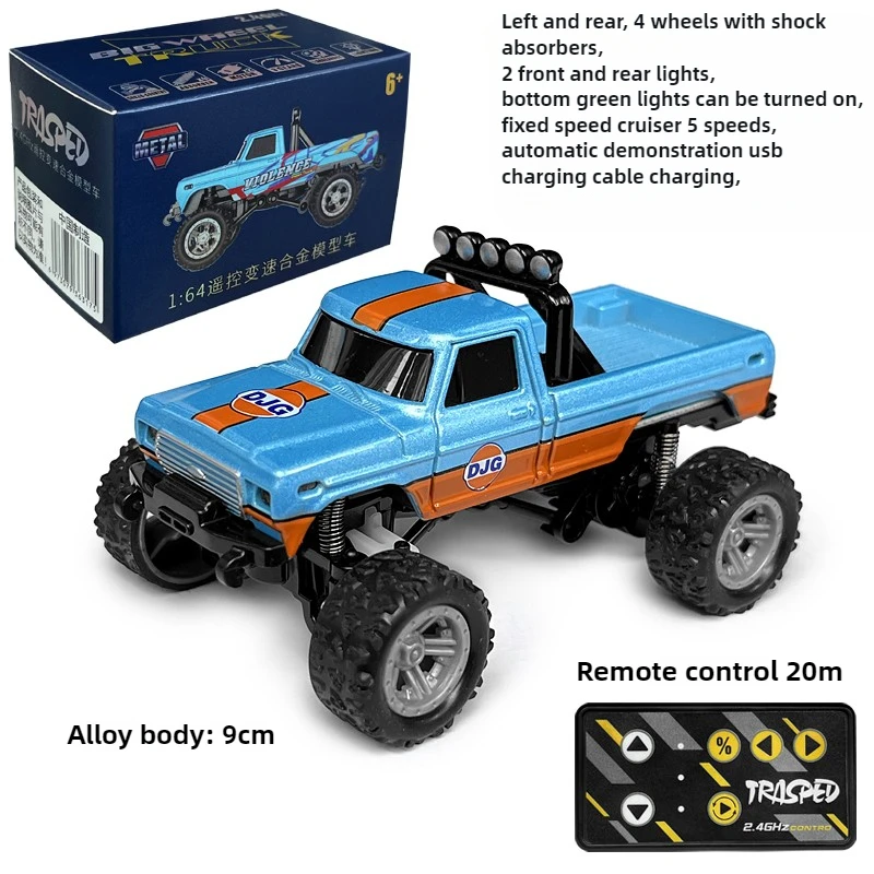 Camión Cybertruck con carga USB 1:64, vehículo todoterreno, modelo de coche de aleación, coche de Control remoto, modelo de coche americano, camión de Metal fundido a presión: Azul
