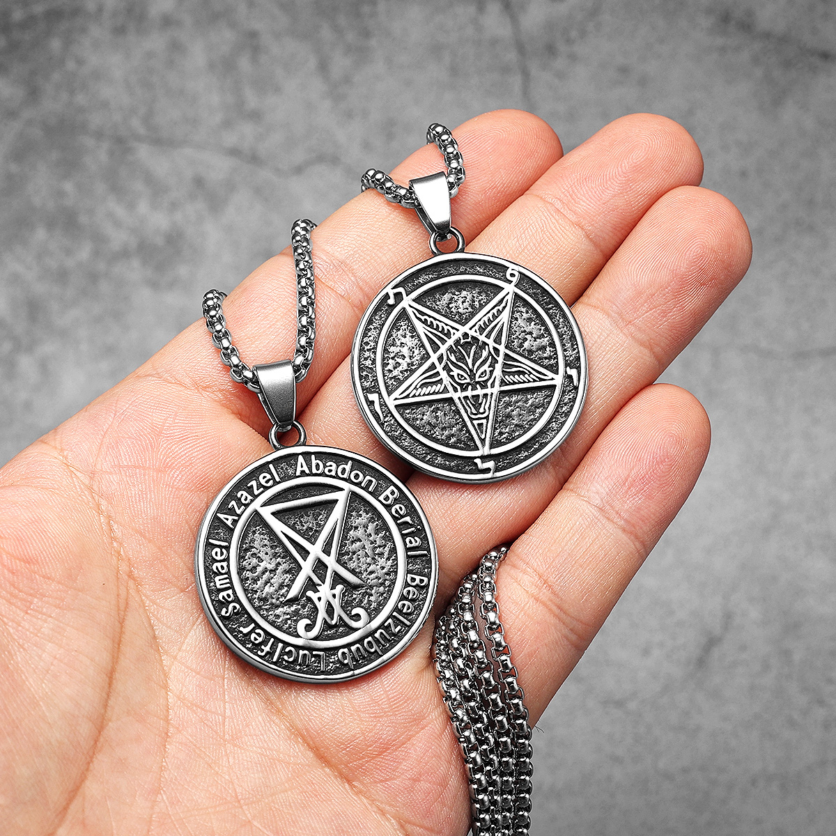 Hell démon Satan Lucifer acier inoxydable hommes colliers pendentif chaîne puissant amulette Vintage pour femmes bijoux