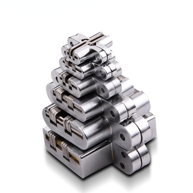 2PCS 304 Stainless Steel Hidden Hinges Seven Size Invisible Concealed Folding Door Hinge For Kitchen Furniture Hardware