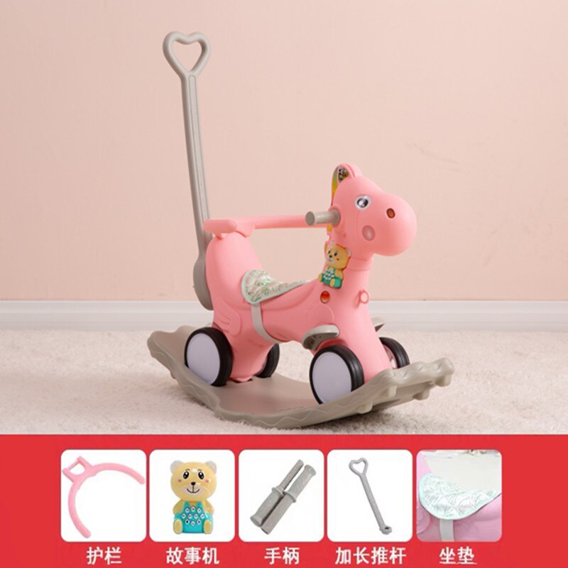 Multifunction Flash Wheel Kids Horse Rocking Chair Baby Ride on Toys Push Trolley 0-36 Months: A1