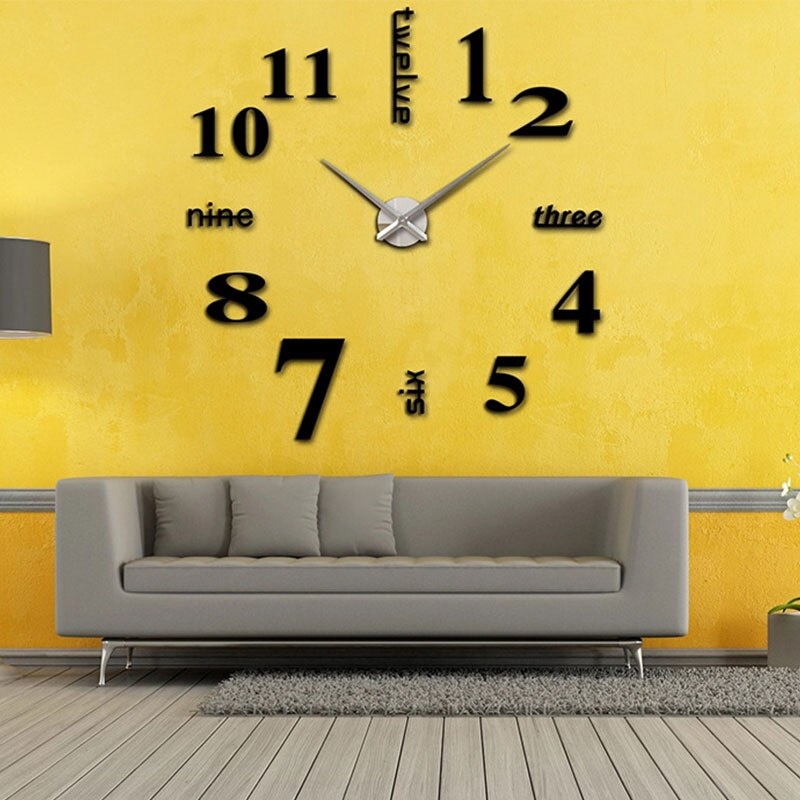 Reloj de pared y moderno para decoración del hogar, cronógrafo con números, reloj de pared adhesivo, grande, 3D, Digital,
