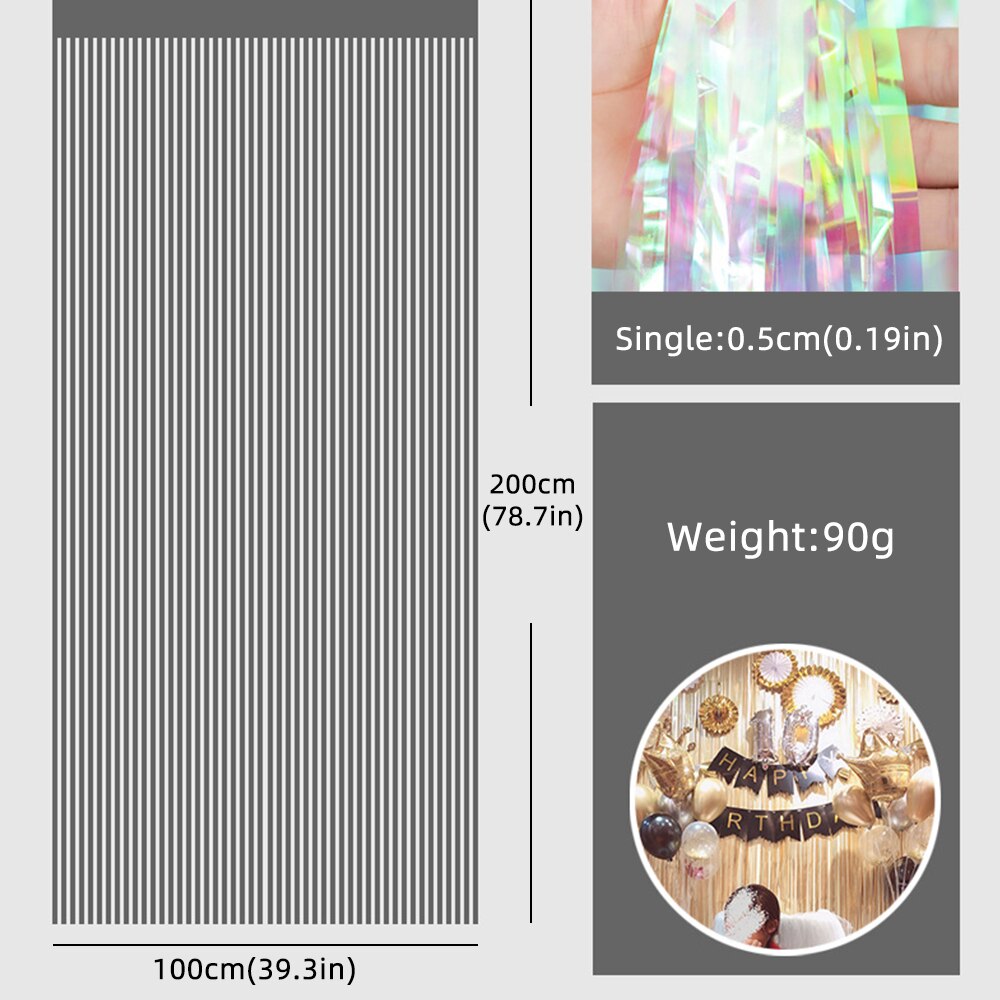 2M Party Backdrop Curtains Glitter Gold Tinsel Fringe Foil Curtain Photozone Birthday Wedding Decoration Adult Anniversary Decor