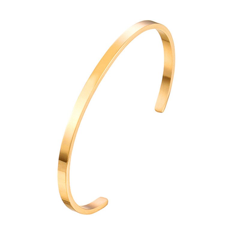 Unisex simpelt armbånd med åbning i rustfrit stål til elskere kan være alfanumerisk: Guld