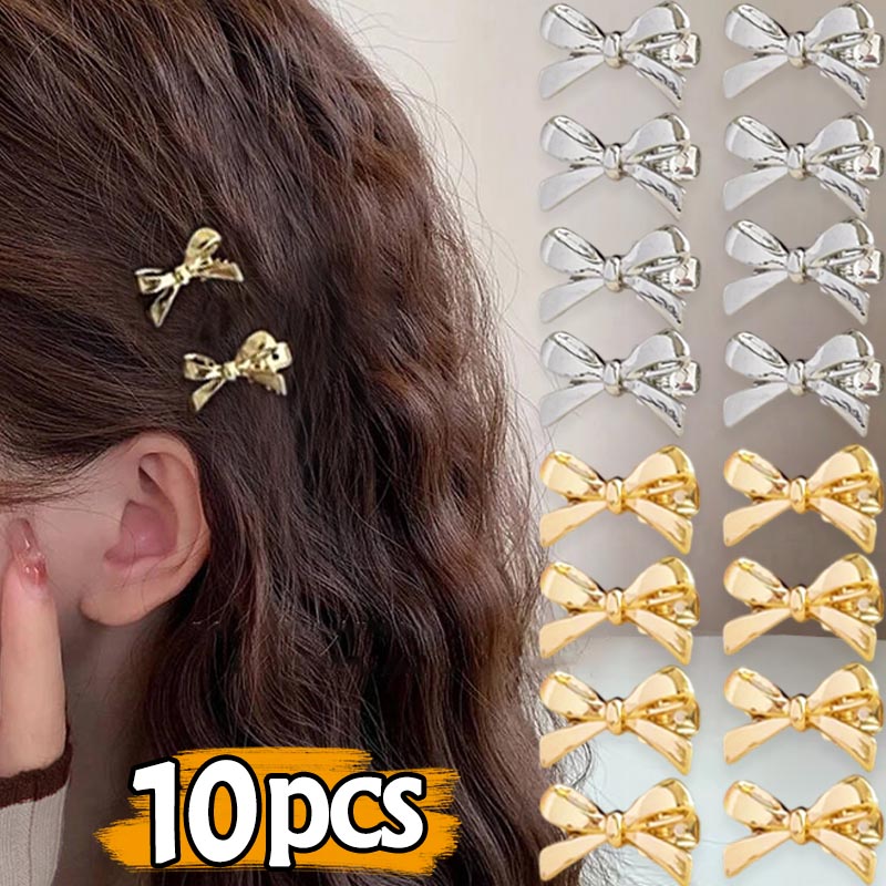 Korean Sweet Cool Y2K Girls PU Bow Hairpin Korean Personality Silver Leather Hair Clip Female Hair Accessories