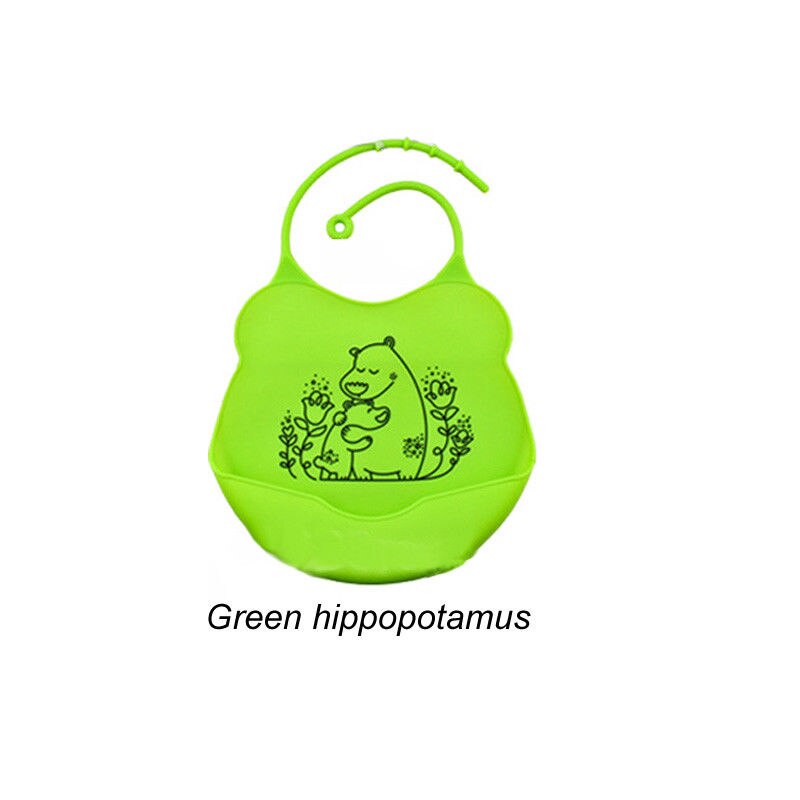 Brand Infant Baby Kids Silicone Cartoon Bib Baby Lunch Feeding Bibs Waterproof Bibs Burp Cloths Saliva Pocket 2-12M: Green