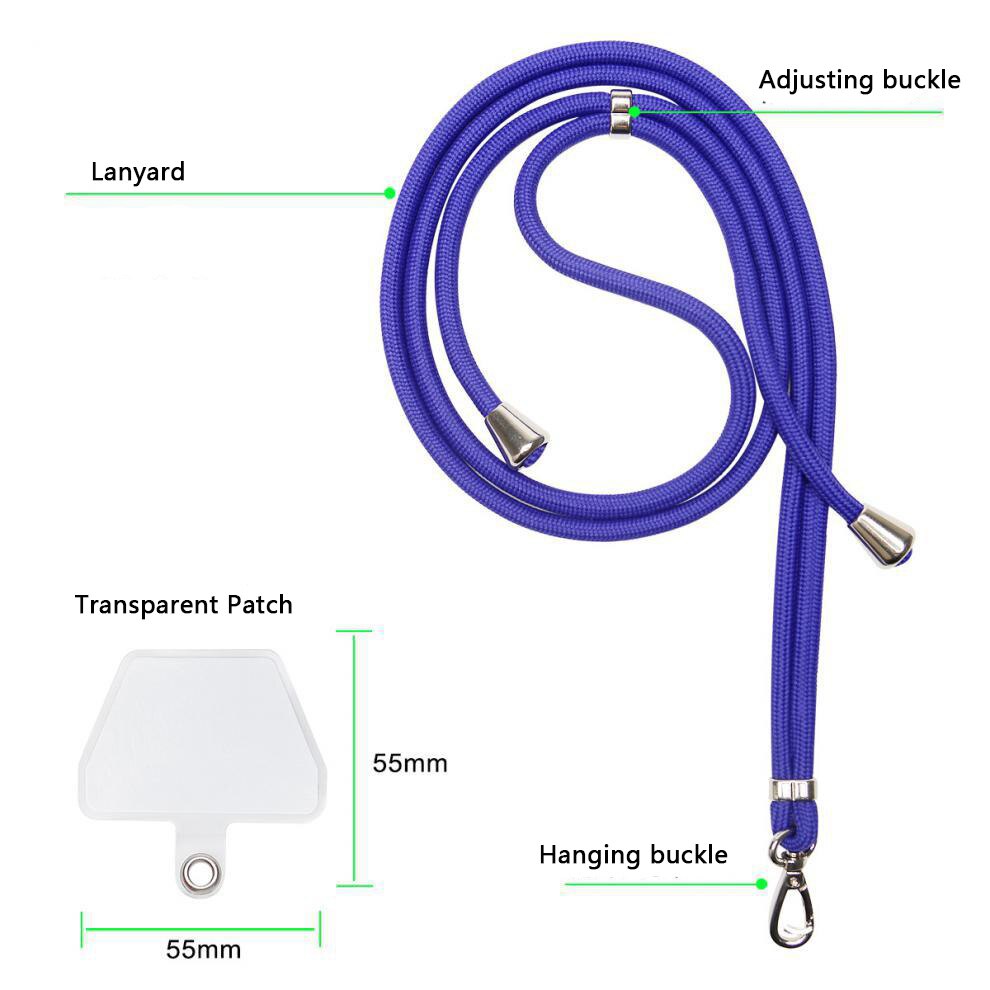 Phone Lanyard Anti Lost Lanyard Strap Universal Adjustable Detachable Colorful Neck Cord Phone Safety Tether Keychain Chain Rope: Dark blue