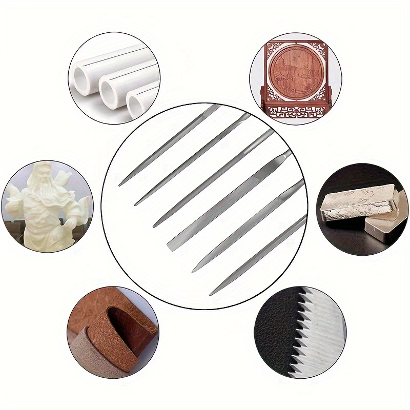 Conjunto de arquivos de agulha premium – arquivos de aço de alto carbono com alças ergonômicas antiderrapantes para arquivamento preciso em madeira, plástico, modelo, Je