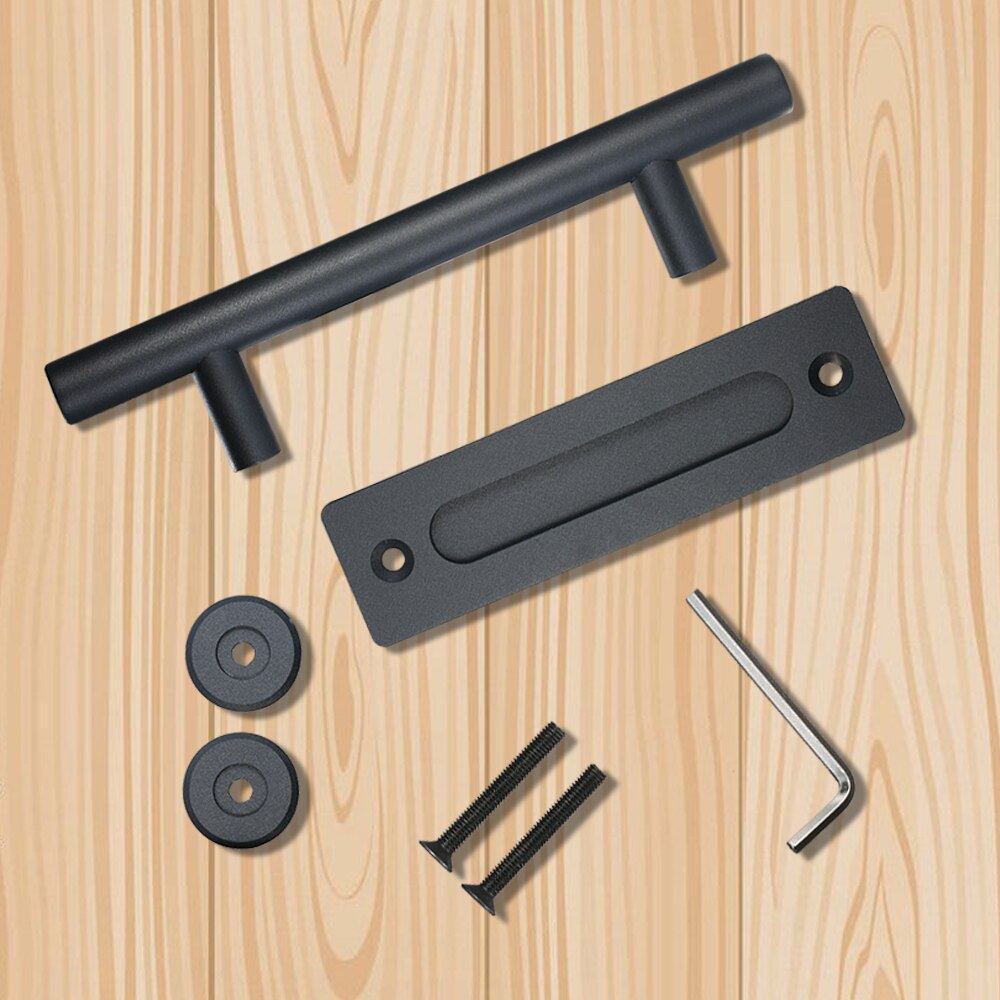 12" Sliding Barn Door Handle Heavy Duty Pull and Flush Door Handle Hardware Set Recessed Pull Adapter door thickness 35MM-45MM