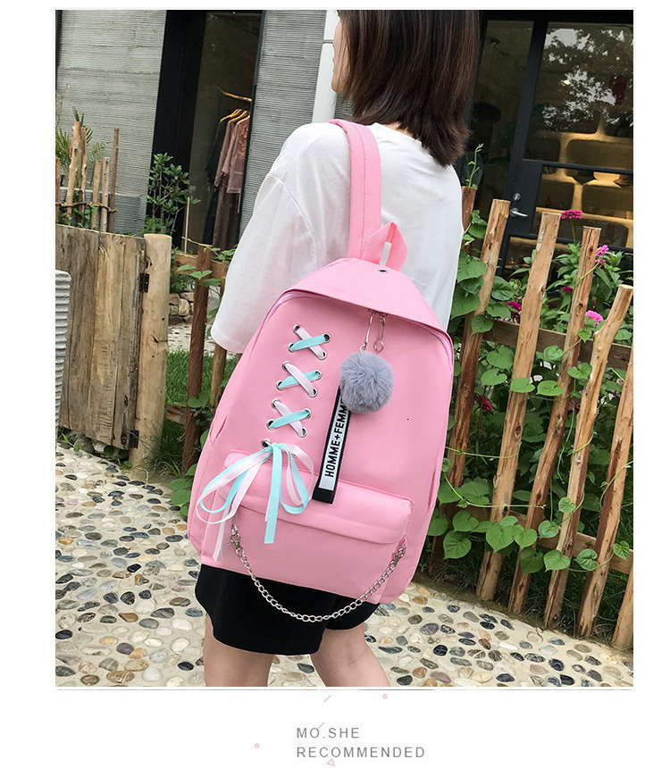 Sac À Dos En Toile populaire Femelle Arc Ruban Campus Étudiant Sac À Dos Décontracté Enfants Emballage De Quatre pièces