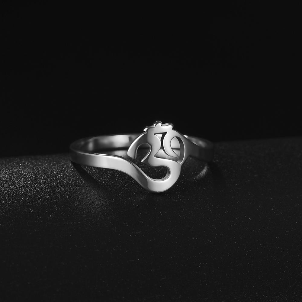 Unift Buddhism Hindu Yoga Om Aum Rings For Women Supernatural Talisman Stainless Steel Amulet Jewelry Religious Meditatio