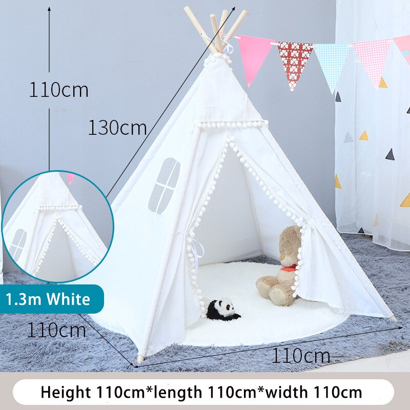 1,3 m/1,6 m Tipi Zelt Für Kinder Tragbare kinder Zelte Tipi Infantil Wigwam Haus Kinder Indoor Outdoor spielen Haus: WG-002-130-White