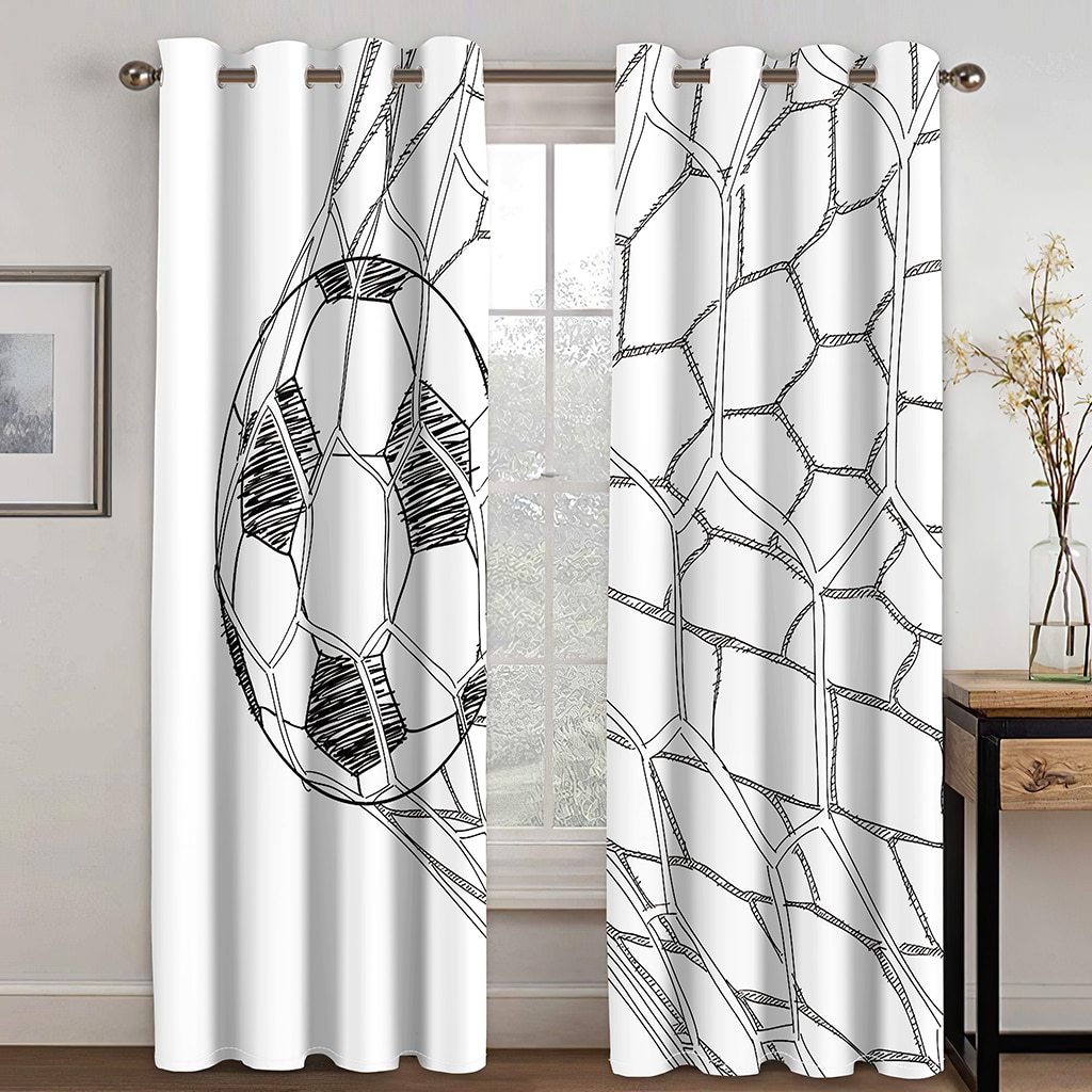 Rideau en éventail imprimé de Football, rideau décoratif pour la maison, salon, chambre à coucher, adapté aux enfants et adultes