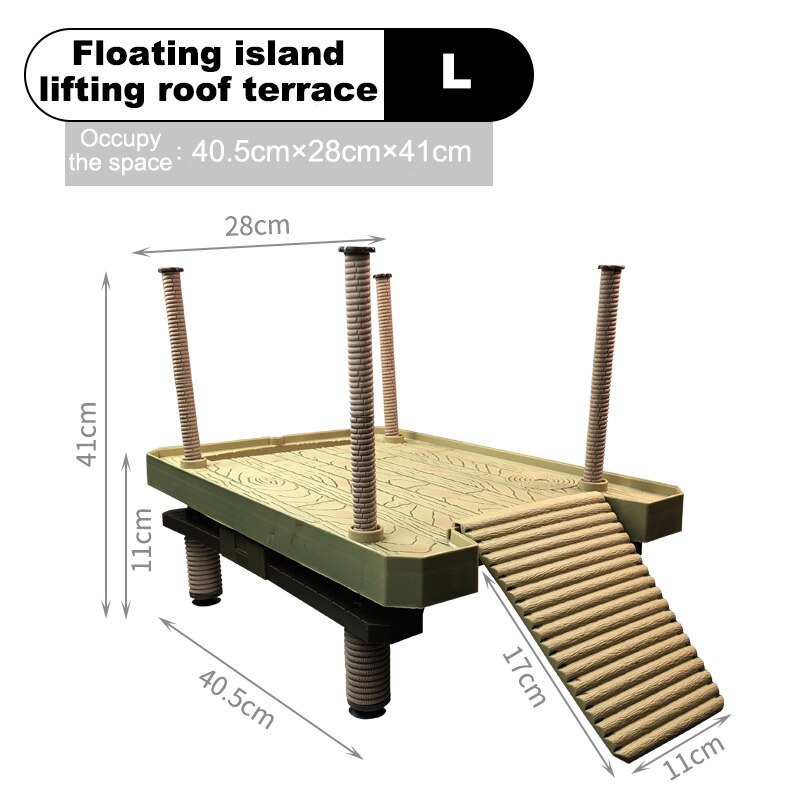 Turtle Basking Platform Turtle Tank Platform Aquarium Animal Sink Wharf Reptile Habitat Climbing Floating Shelf with Sucker Cap: Style 4 L