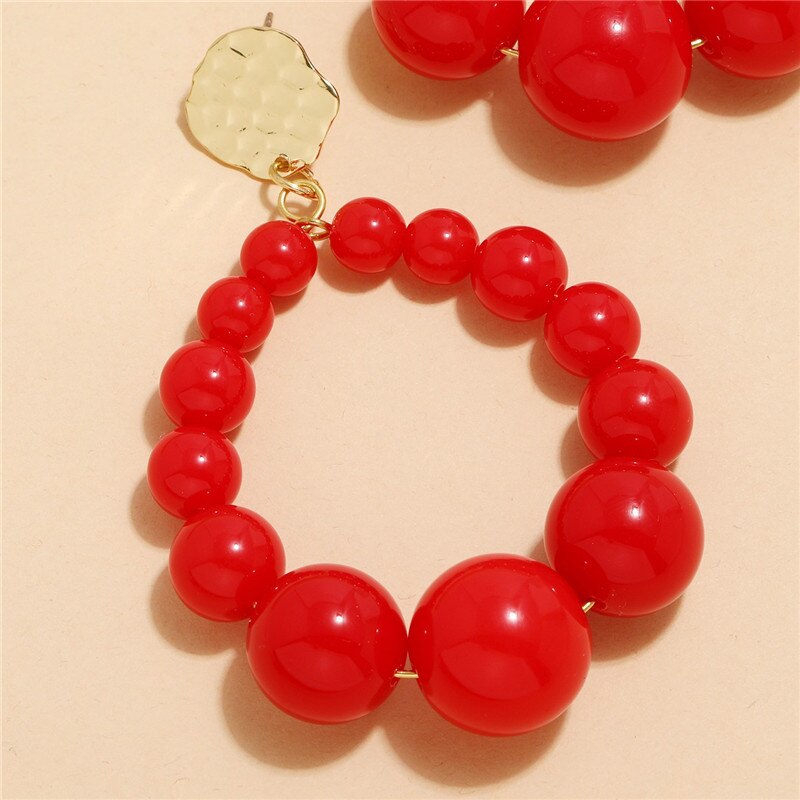 Kolorowe kolczyki w kształcie kropli z koralikami dla kobiet dziewczynki 2021 Trend akrylowe kolczyki w stylu Vintage Hoop kobiece czeski biżuteria Party Beach Gift