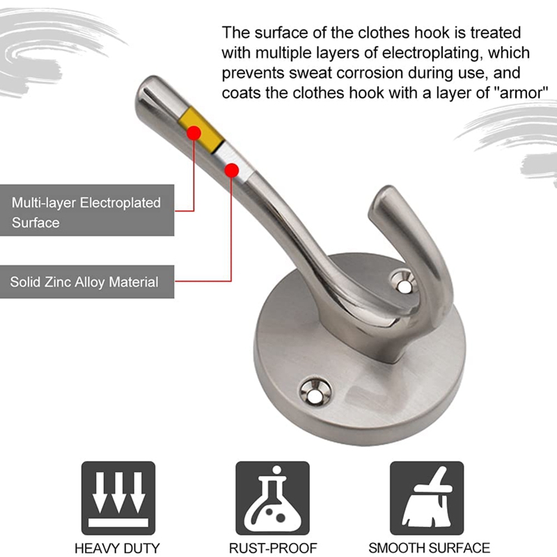 Coat Hooks 2 Pack Bathroom Hooks for Wall Robe Hook Decorative Metal Closet Hooks for Hanging Coats and Hat Hooks