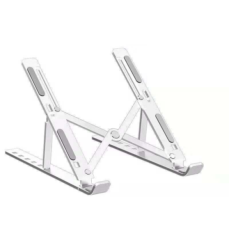 Bærbar bærbar holder 6 højdejusterbar aluminiumslegering desktop til notebook macbook computer beslag laptop stativ skridsikkert: Sølv