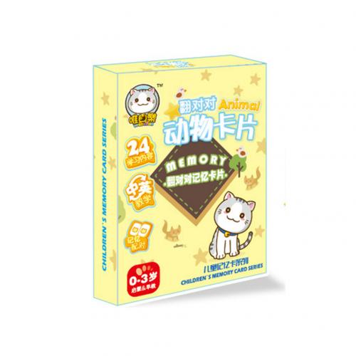 48 stk / sæt tegneserie animalsk frugt parring engelsk kinesiske kort baby læring legetøj: 3 matchende