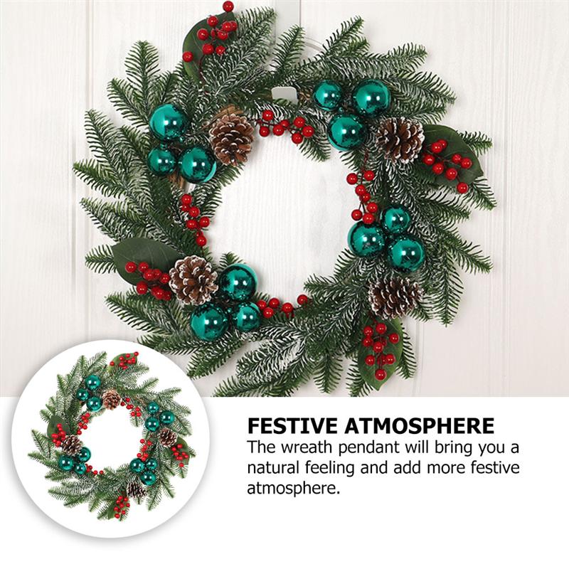 1Pc Christmas Garland Pendant Pine Cone Wreath Party Hanging Decor Wall Pendant