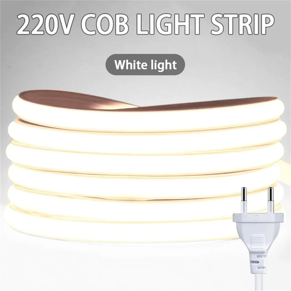 220v cob led strip selvklæbende høj lysstyrke led strip til rum vandtæt led strip fleksibel bånd til have udendørs belysning: Udsender farve 2 / 6-10w