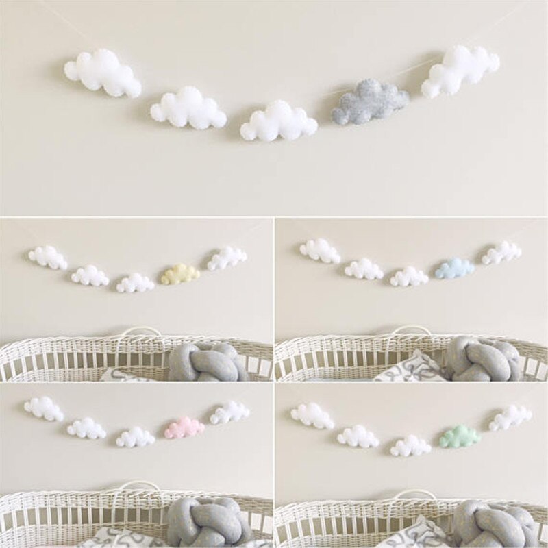 INS feutré nuage guirlande décoration murale suspendue, ornements nordiques, rideau de lit de bébé, décoration suspendue, tentes de chambre d&#39;enfants, décor suspendu