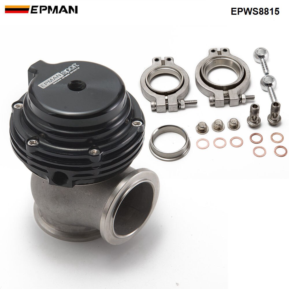 EPMAN MVS 38mm Wastegate Aluminum Top Steel V-band Gold External Waste Gate For Supercharge Turbo Manifold 14PSI EPWS8815: black