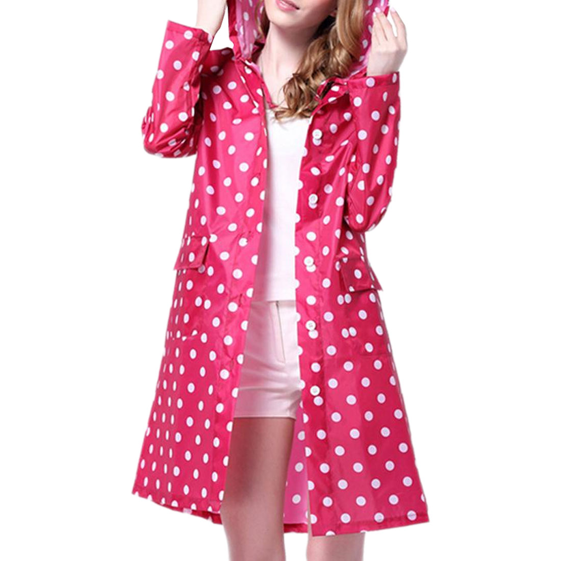 Outdoor Waterproof Girl Lady Hooded Raincoat Women Travel Riding Cloth Rain Coat For Women Poncho Long Rainwear Rain: Rose Red / One Size