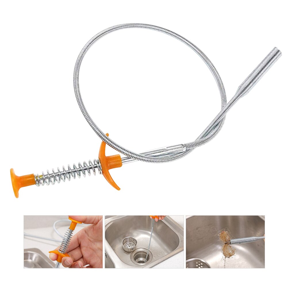 60cm Sewer Cleaning Wire Cleaning Tool Drain Sewer Dredge Pipeline Hook Household Bendable Sink Tub Toilet Dredge Pipe