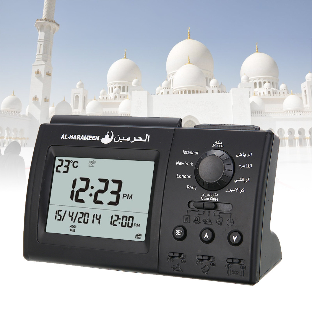 Digital Muslim Prayer Clock Automatic Azan Clock Islamic Prayer Alarm Temperature Display Home Adhan Table Clock Time Snooze
