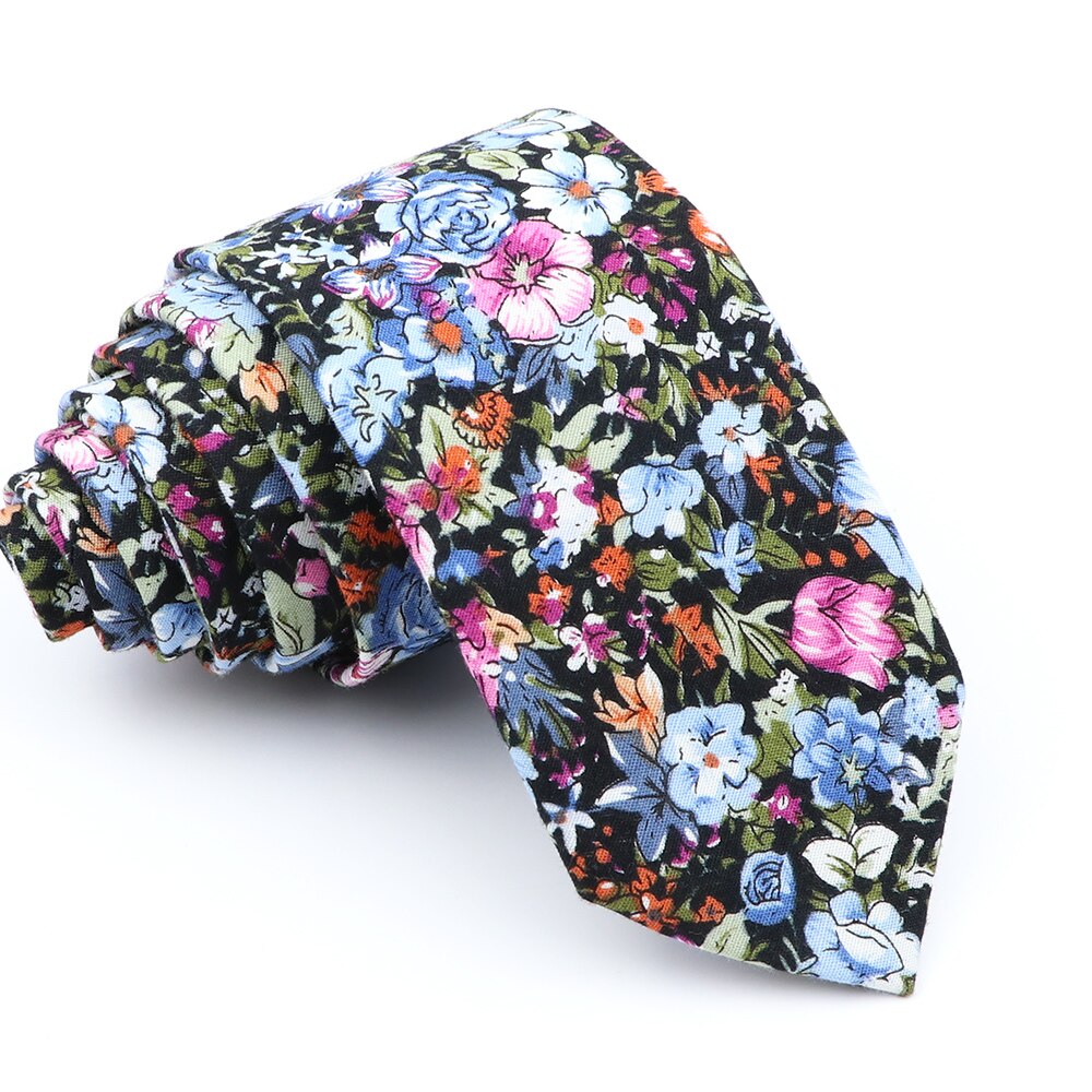 Nova moda algodão gravata floral para homem mulher silm gravata com estampa flor padrão gravata para casamento casual gravatas ternos cravat